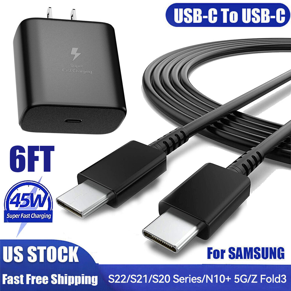 🔥F45W Fast Wall Charger Adapter 6ft Type-C Power Cable For Samsung S22 S21 S23