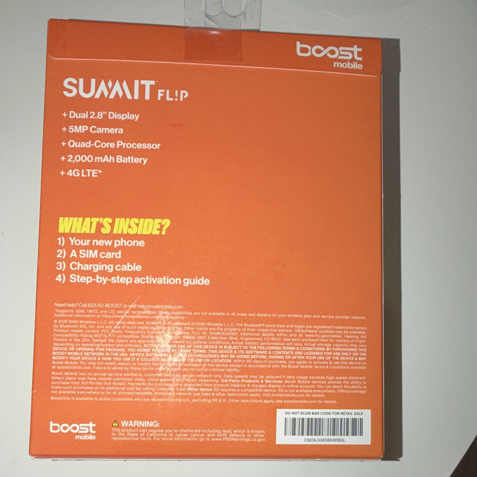 Boost Mobile Summit Flip 128GB Black Prepaid 2.8in 5MP Camera 4G LTE