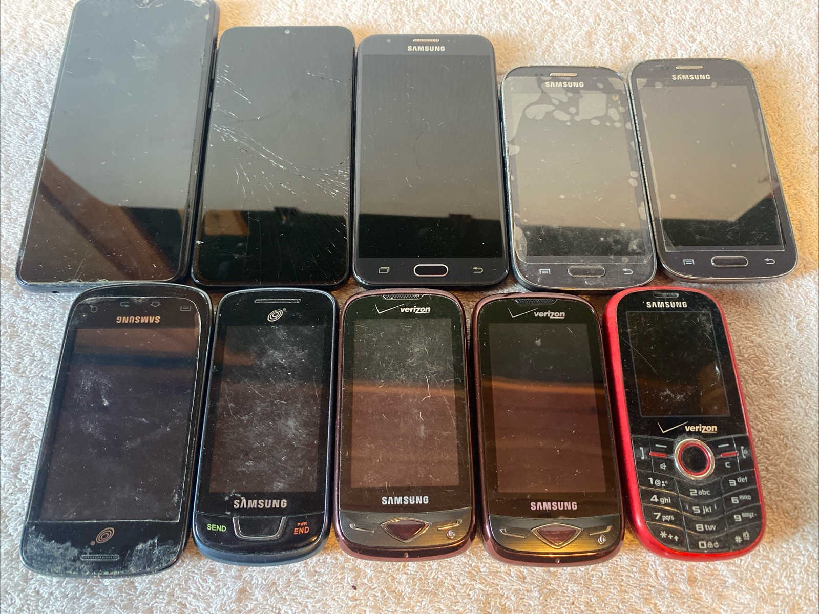 Lot of 10 Samsung Smartphones Untested Units FOR PARTS OR REPAIR