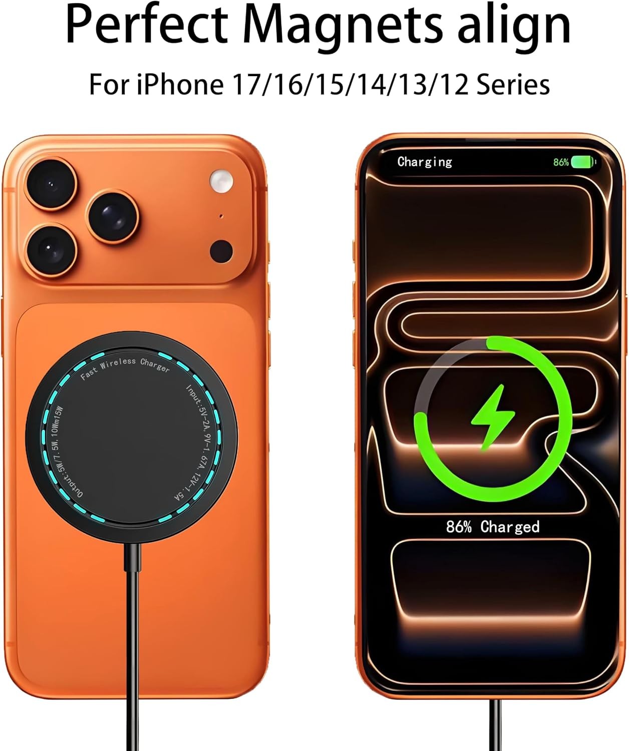15W Fast Wireless Charging Pad for iPhone 16/15/14/13/12 Series