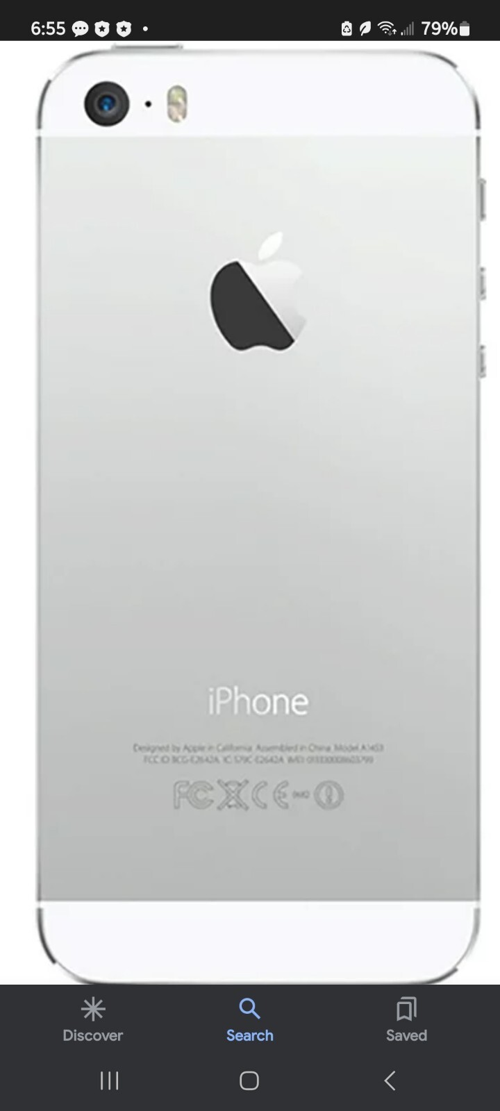 Apple iPhone 5s – 64GB – Silver (Sprint) A1453 (CDMA + GSM)