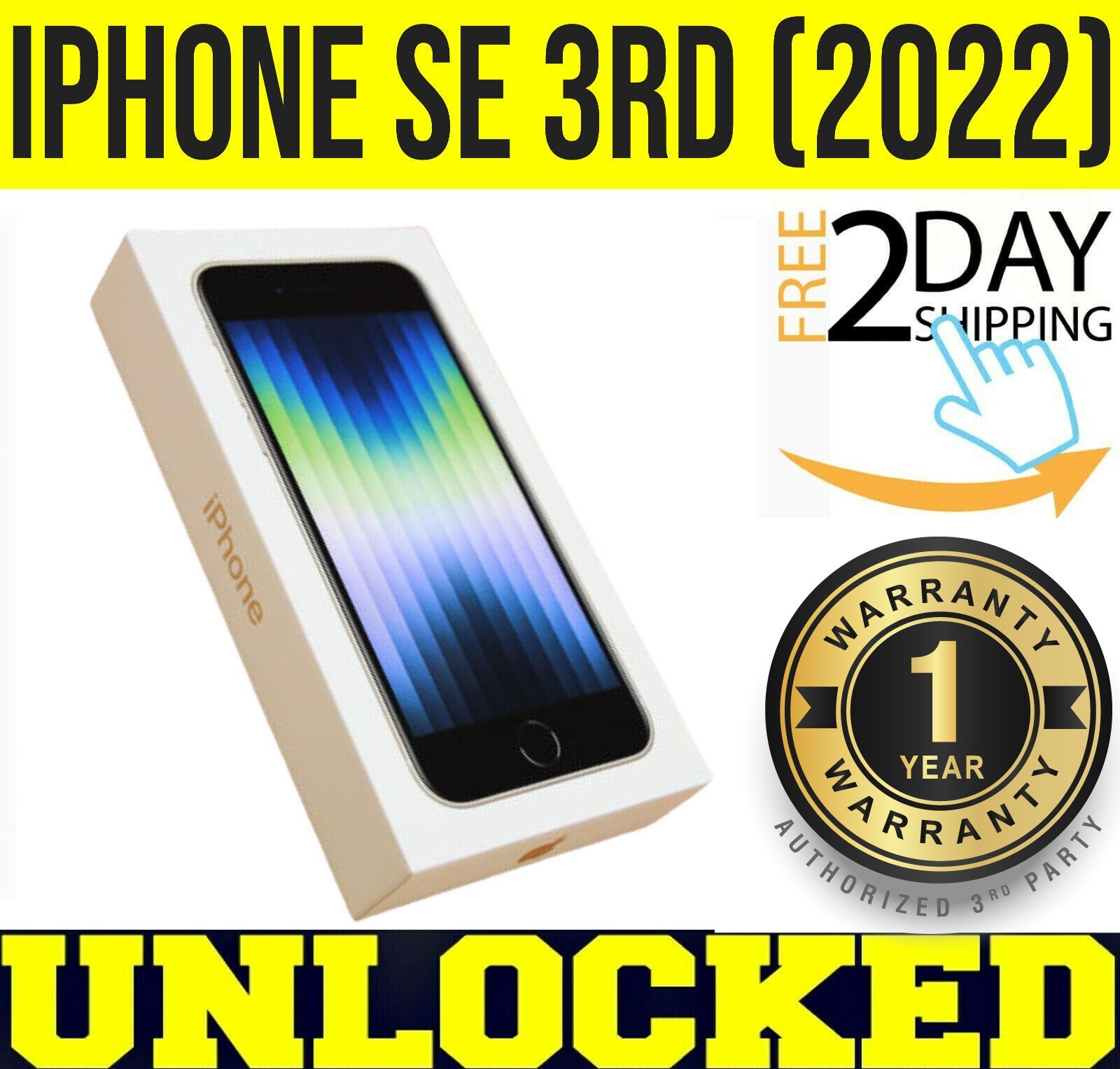 Apple iPhone SE 3rd 5G 128GB STARLIGHT 2022 (UNLOCKED) 🔋100% BATTERY🔋 ❖SEALED❖