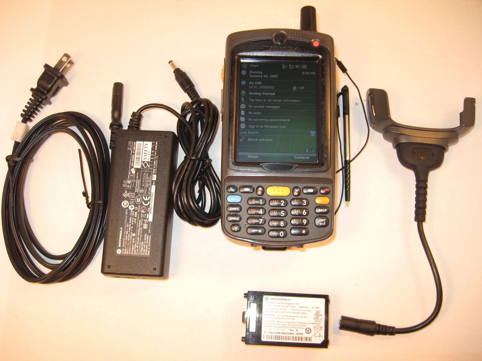SYMBOL MOTOROLA MC7596-PZCSKRWA9WR 2D BARCODE SCANNER GSM CELLULAR 26-KEY CAMERA