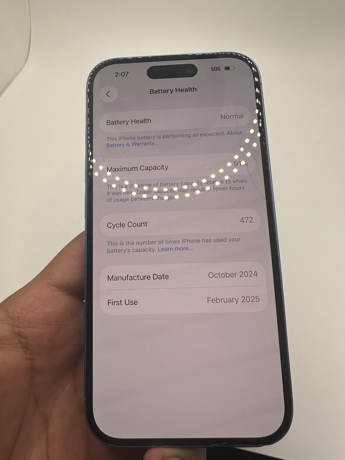 Apple iPhone 16 128GB (T-Mobile) Cracked Glass’ Scratches BH91% – Wi-Fi Only