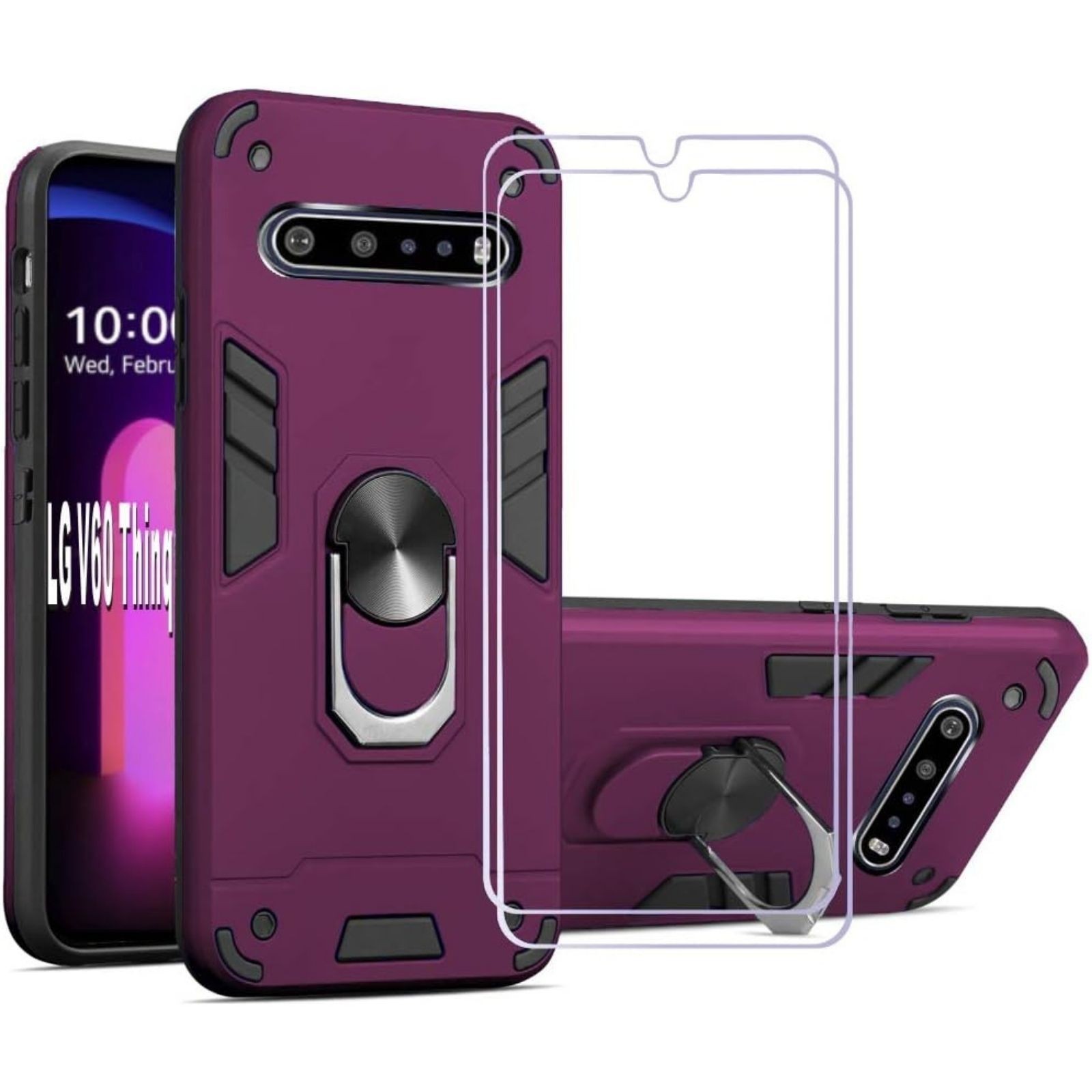 LG V60 ThinQ Case Soft TPU Silicone + Metal Ring Slim Shock Absorption Cover