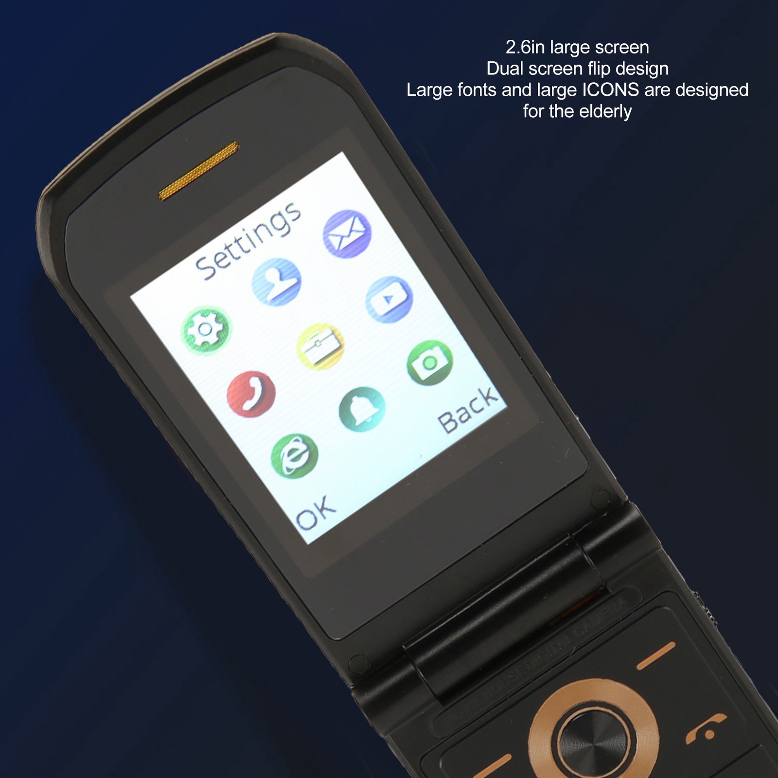 YEEMI K21+ 4G Flip Cell Phone Big Button 2.6in 1.77in Dual Screen Loud Soun XYIY