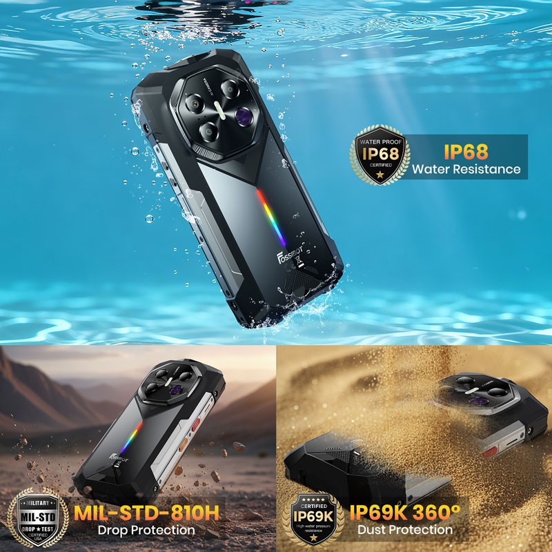 FOSSiBOT F113 5G Rugged Phone Android 15 Night Vision Stereo Loud Speaker Unlock