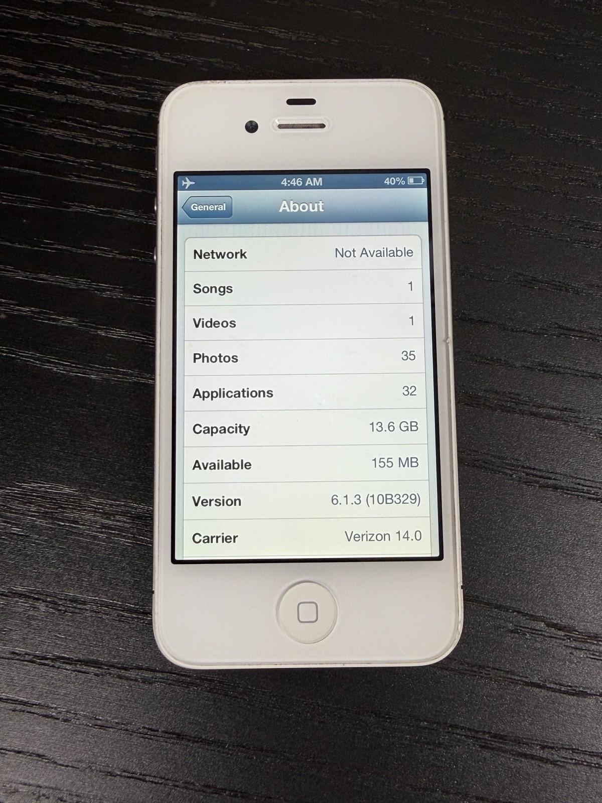 RARE Apple iPhone 4s 16GB White A1387 IOS 6.1.3 Verizon Grade B
