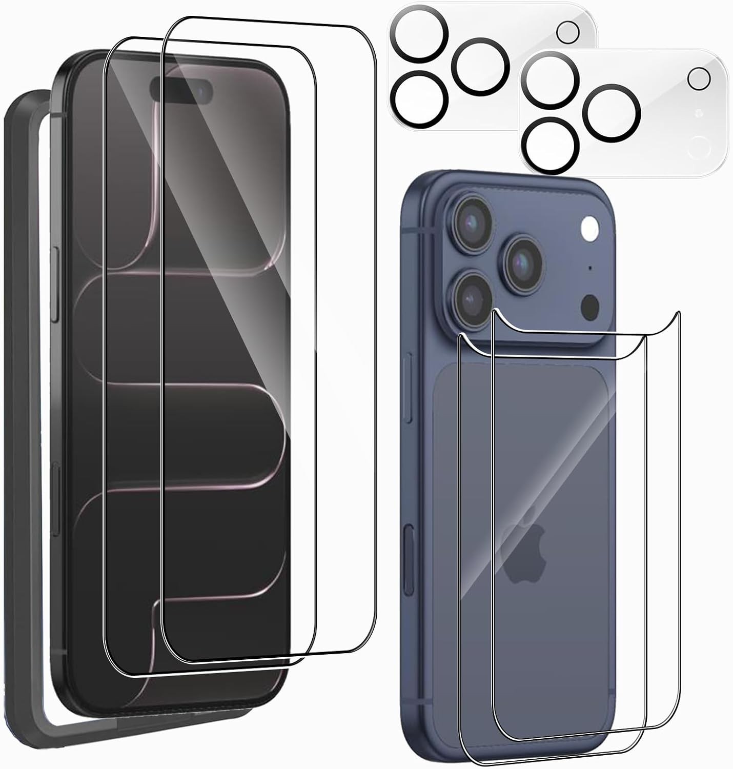 2 Front + 2 Back Screen Protector for iPhone 17 Pro Max + 2 Camera Lens Protecto