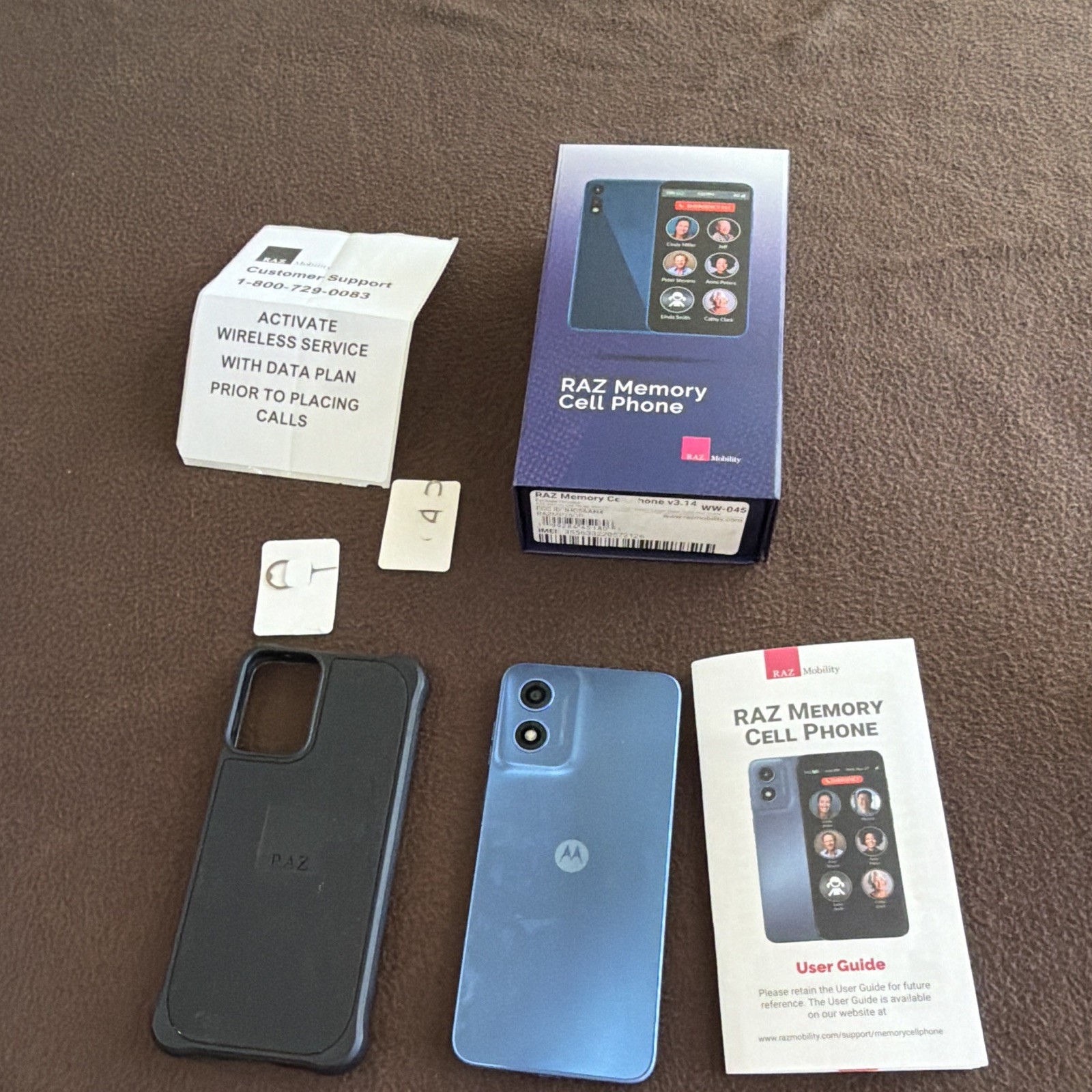RAZ Mobility RAZ Memory Cell Phone 64GB Blue Bar Style WW-045 Open Box.