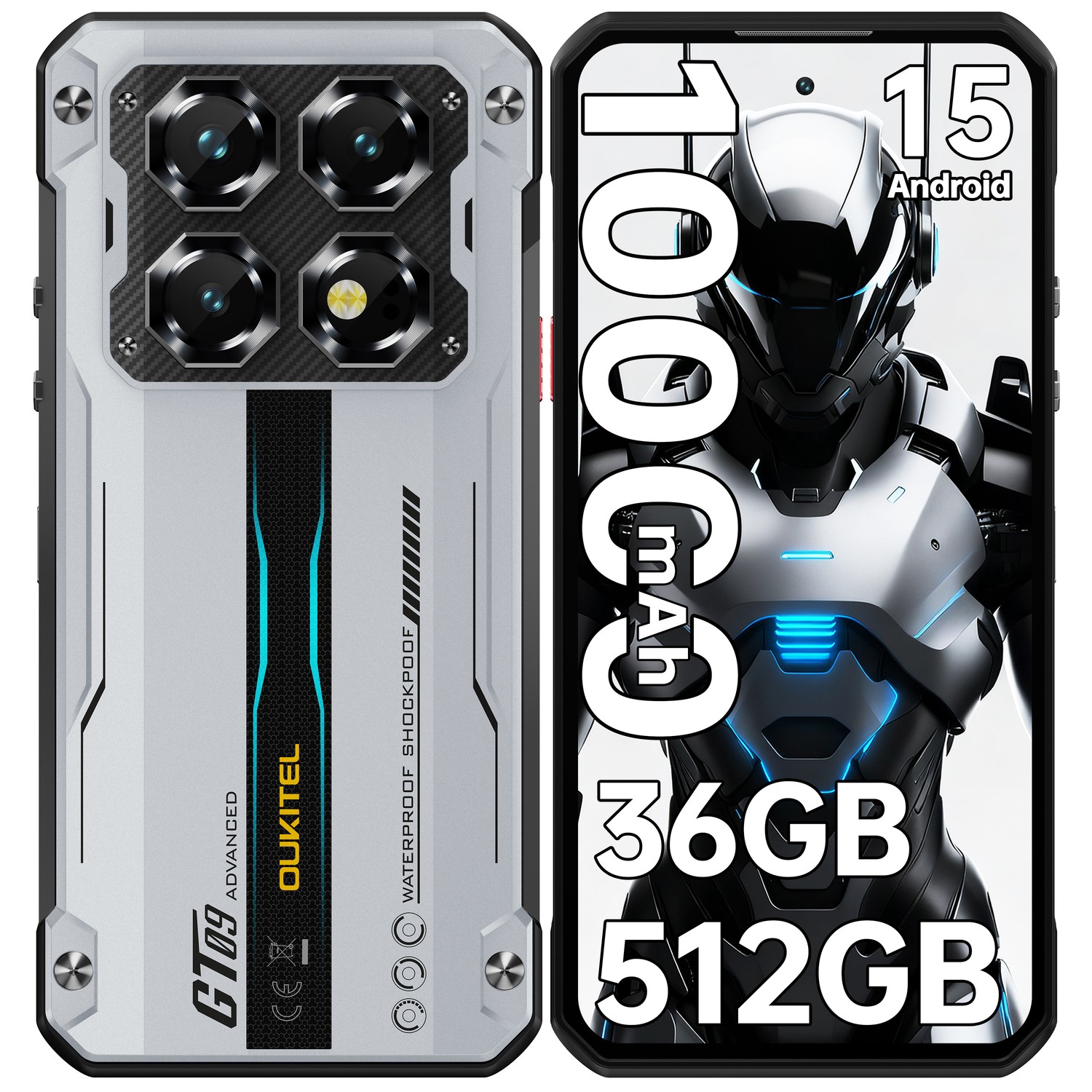 OUKITEL WP60 Rugged Smartphone 5G 10000mAh Android Phone 7.2 in 36GB+512GB