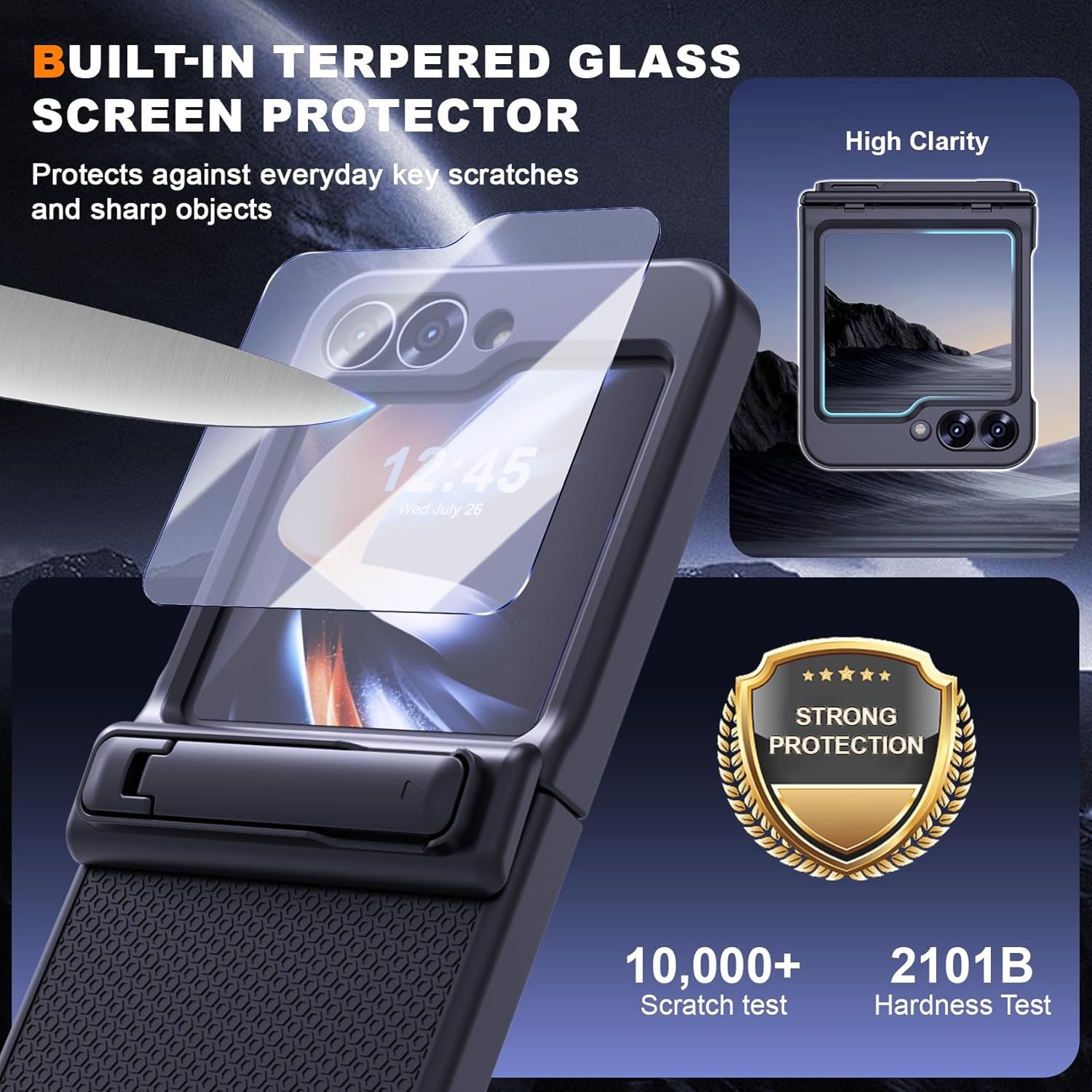 Case & Built-in Screen Protector for Samsung Galaxy Z Flip 7 FE/Z Flip 6 Rugged