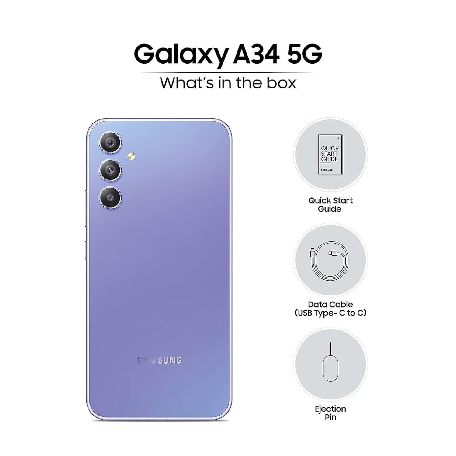 Samsung Galaxy A34 5G Awesome Violet 8GB 256GB Storage Global Verson Unlocked