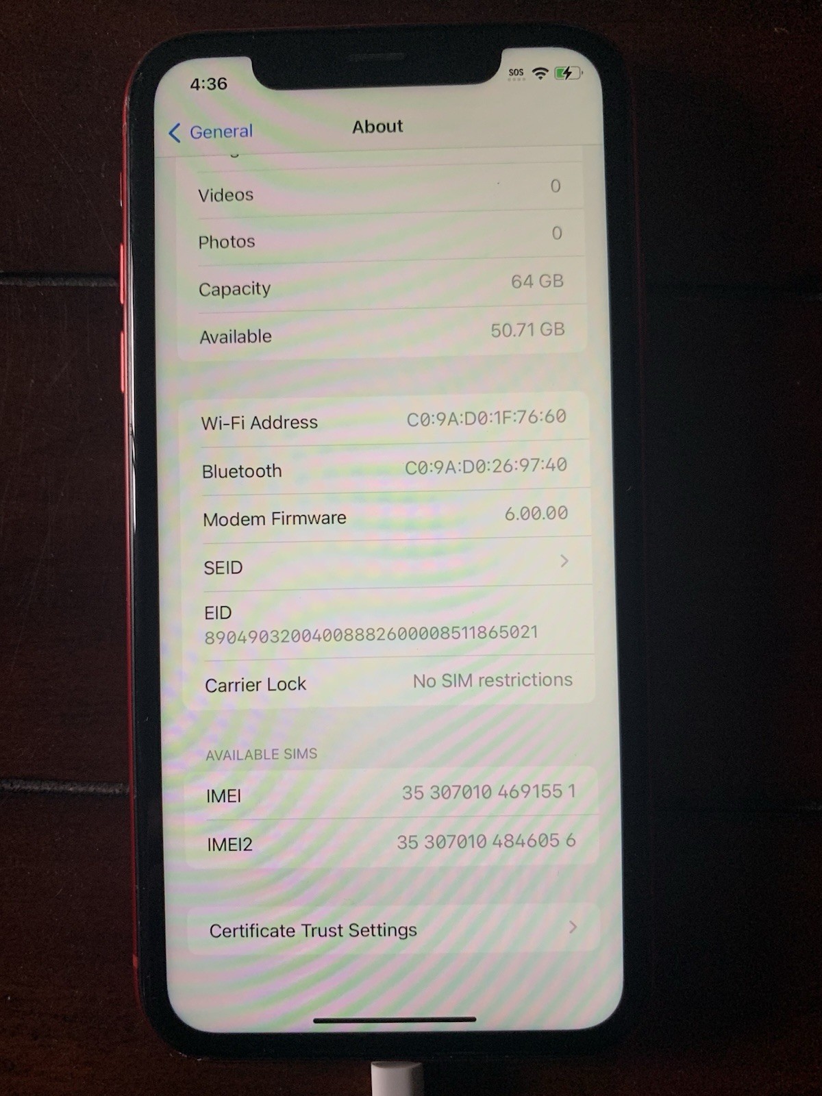 iPhone XR no SIM Restrictions 64GB Red READ