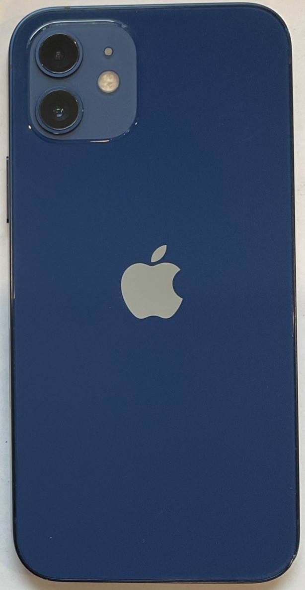 USED BLUE GSM UNLOCKED iPhone 12, 64GB A2172 MGEK3LL/A WITH 93% BATTERY HEALTH.