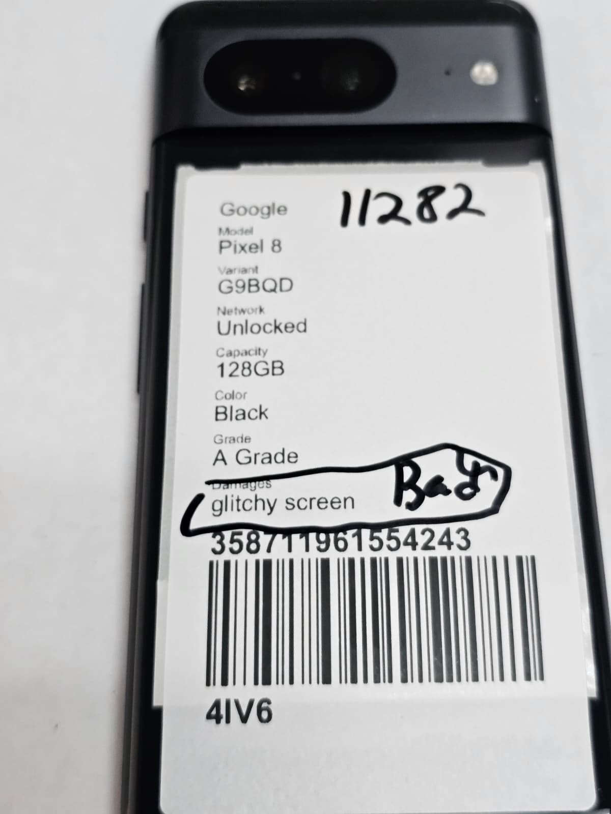 DEFECTIVE – Google Pixel 8 – 256GB – Black – Unlocked – G9BQD – 11282