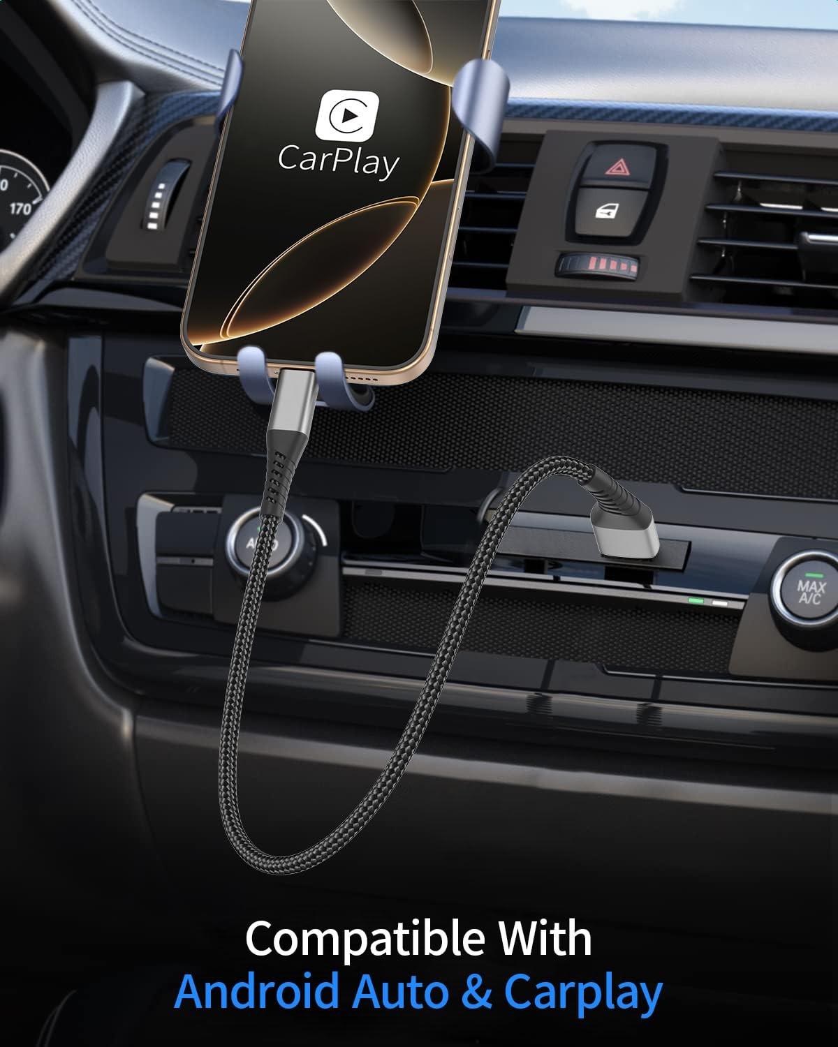USB A to USB C Cable 2ft, 2 Pack Braided USB Type C Fast Charging Cord for Car