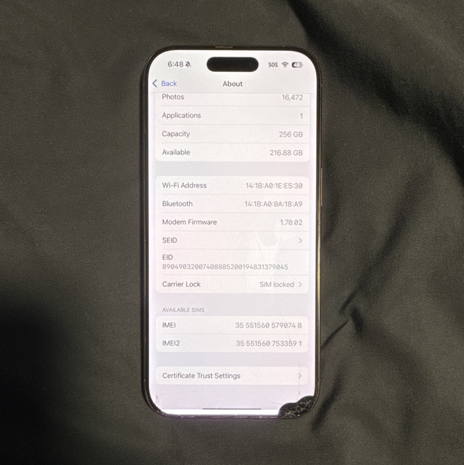 Apple iPhone 16 Pro 256GB White 48MP iOS Smartphone