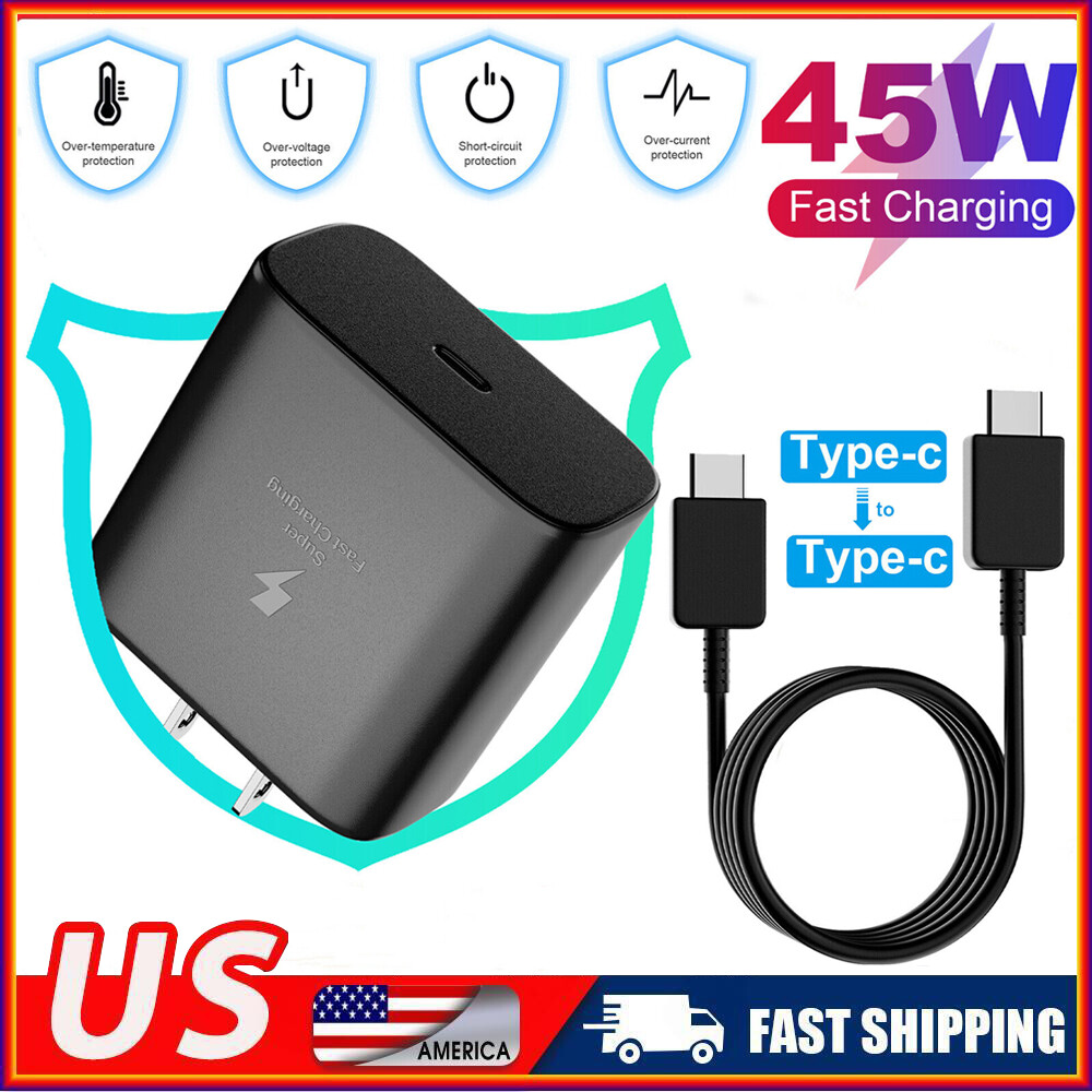 45W Super Fast Charging Wall Charger USB-C Type C Cable For Samsung Fast SHIP