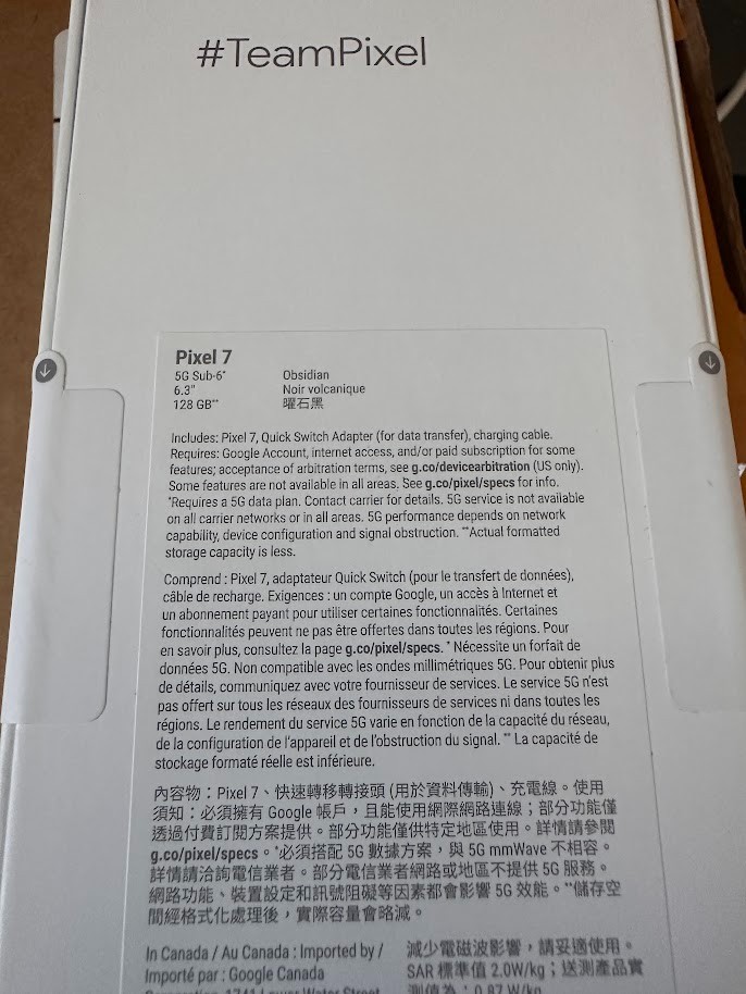 Google Pixel 7 – 128 GB – Charcoal (Unlocked) *Brand New*