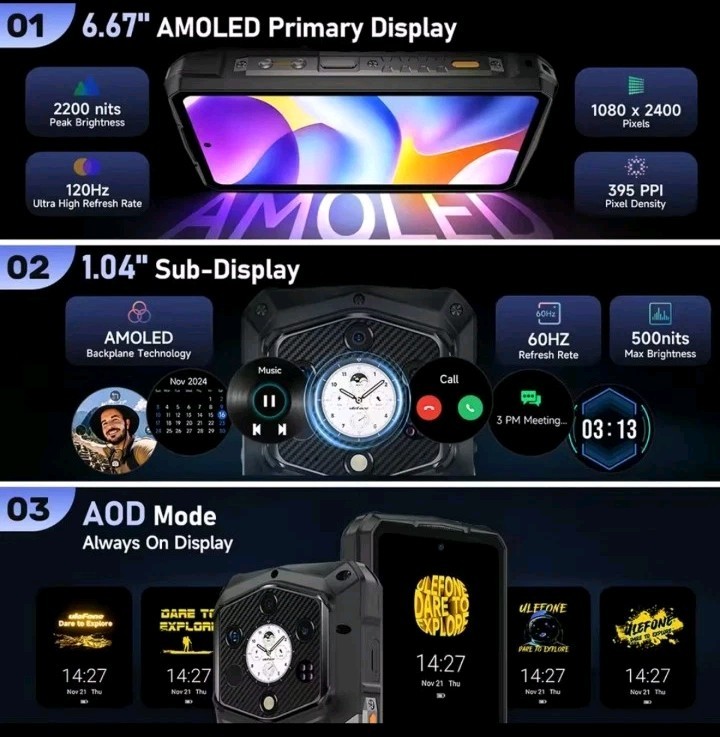 Ulefone Armor 29 Pro Thermal Version 5G Rugged Phone 32G+512G 6.67″ Dual Screen