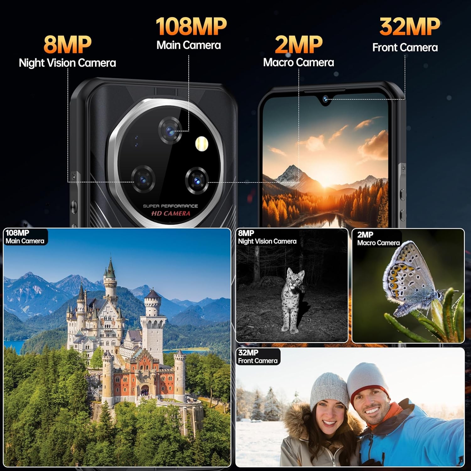 OUKITEL WP55 Pro 5G Rugged Phone Android 15 48GB+512GB 11000mAh 108MP 6.6” NFC