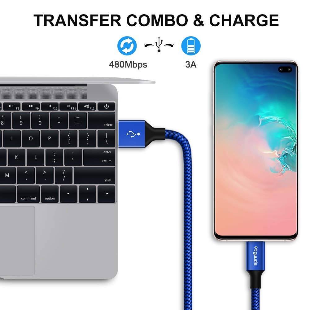 USB A to USB C Cable 5-Pack (3/3/6/6/10 ft) Fast Charging Type C Charger Cord