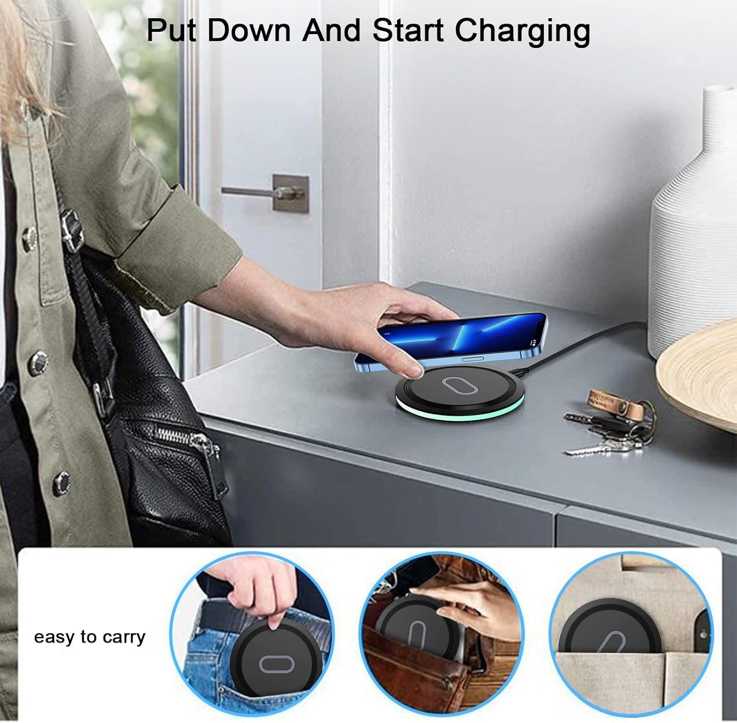 15W Wireless Fast Charger Pad for Google Pixel 10A 10, Samsung Galaxy S26 6