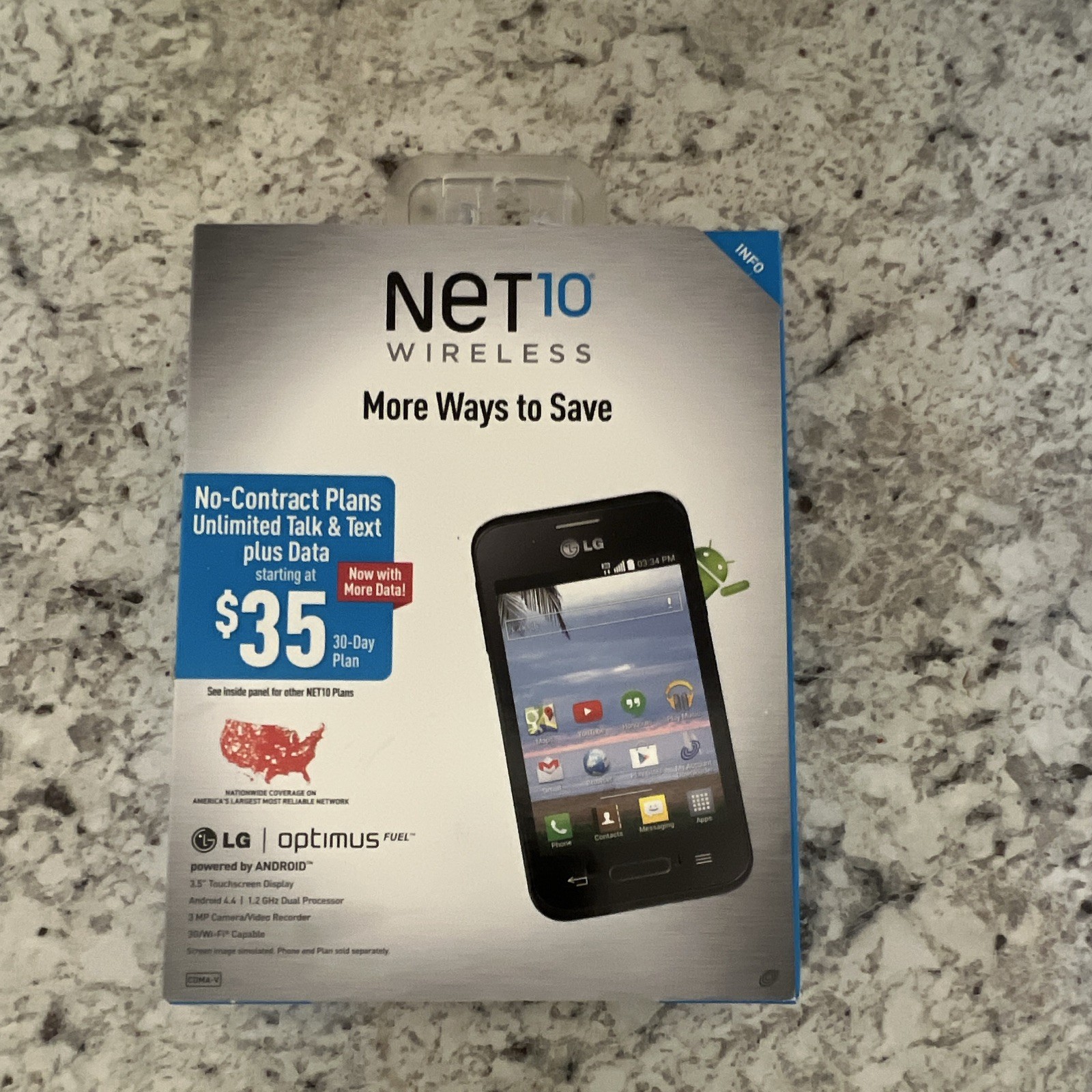 LG Optimus Fuel NET10 No Contract Android 4.4 3.5in 4GB 3MP Black