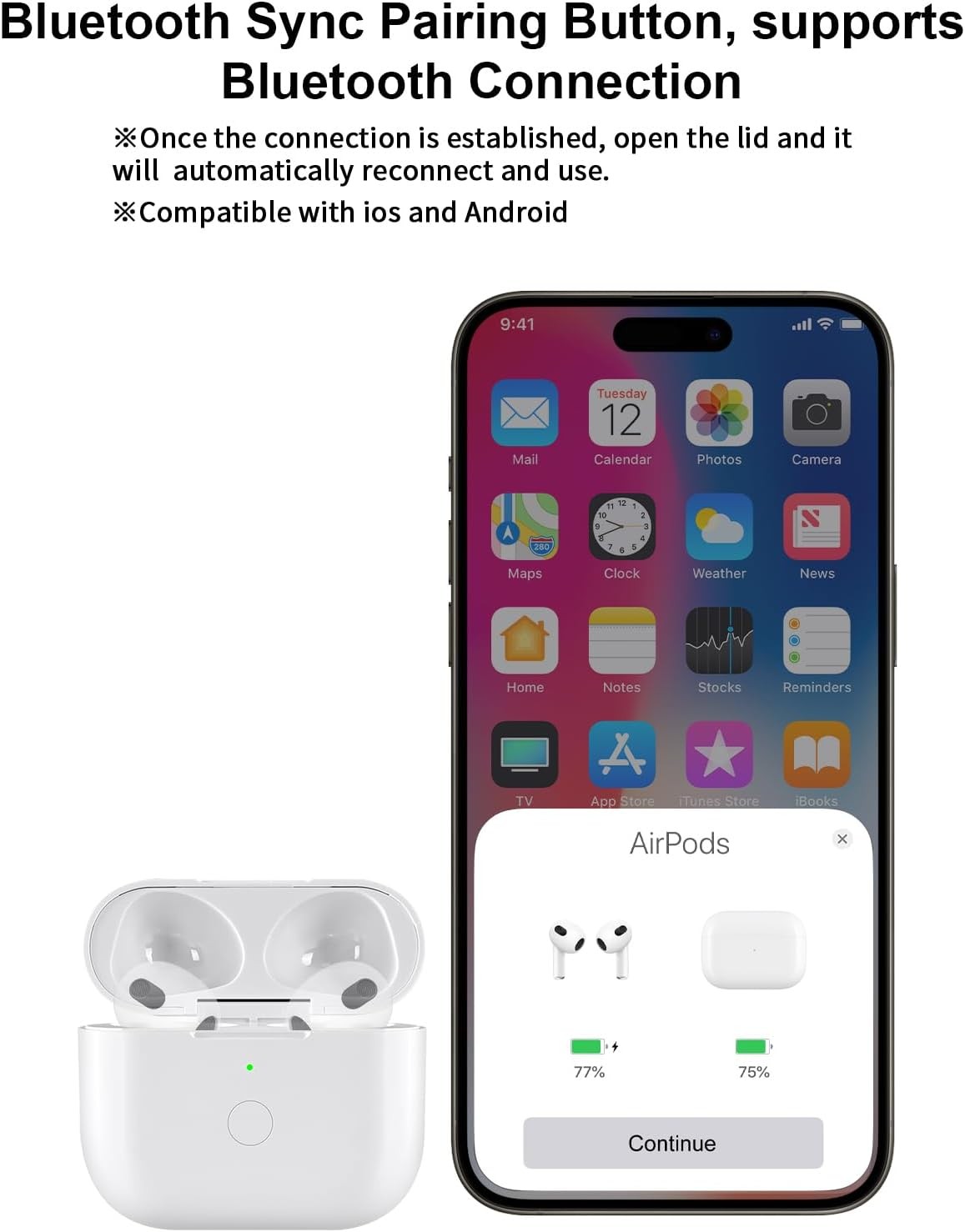 Wireless Charging Case Replacement for AirPod 4 with USB-C Charging and Sync