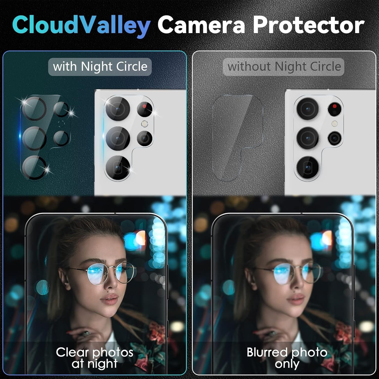 6.8in 4 Pack Camera Lens Protector for Samsung Galaxy S23 Ultra, 9H Tempered Gla