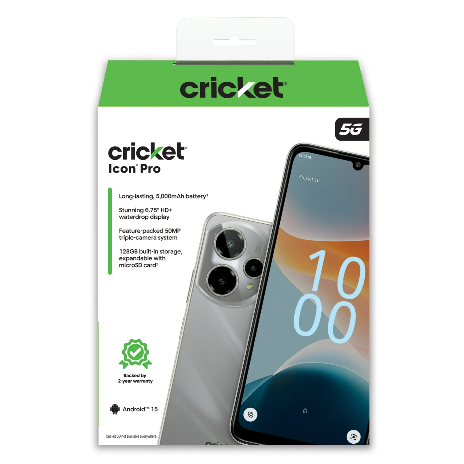 Cricket Wireless Icon Pro 2026 128GB, 4GB RAM (Prepaid), Pearl Gray – Brand New