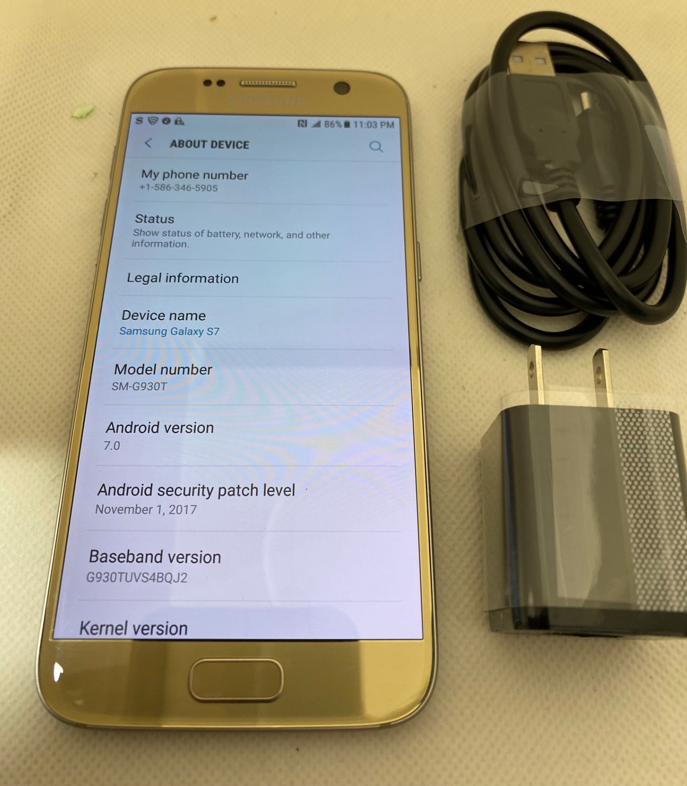 Samsung Galaxy S7 (G930T) – T-Mobile GSM Unlocked – 32GB – Gold – USed Fair