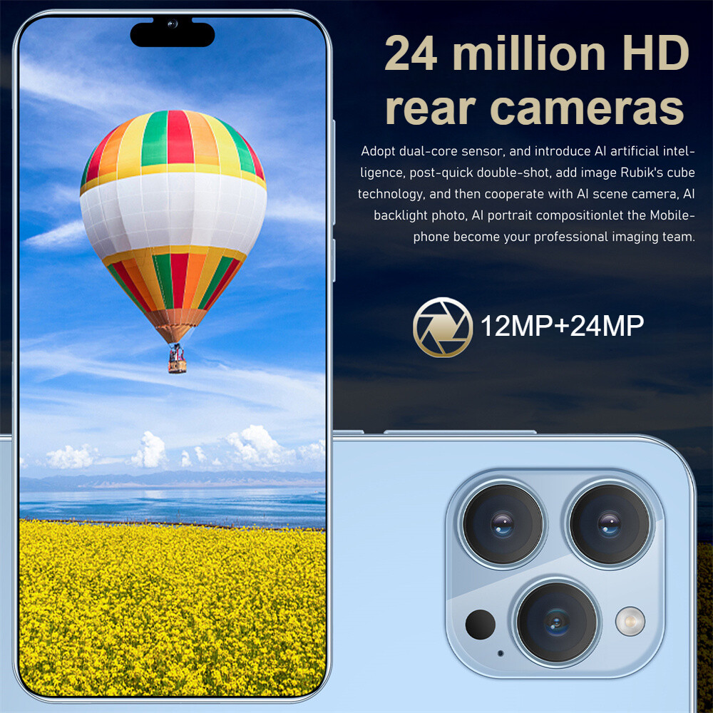 i15 Pro Max Smartphone Android 6.2” Unlocked 4+64GB 5000mAh 12+24MP Dual SIM