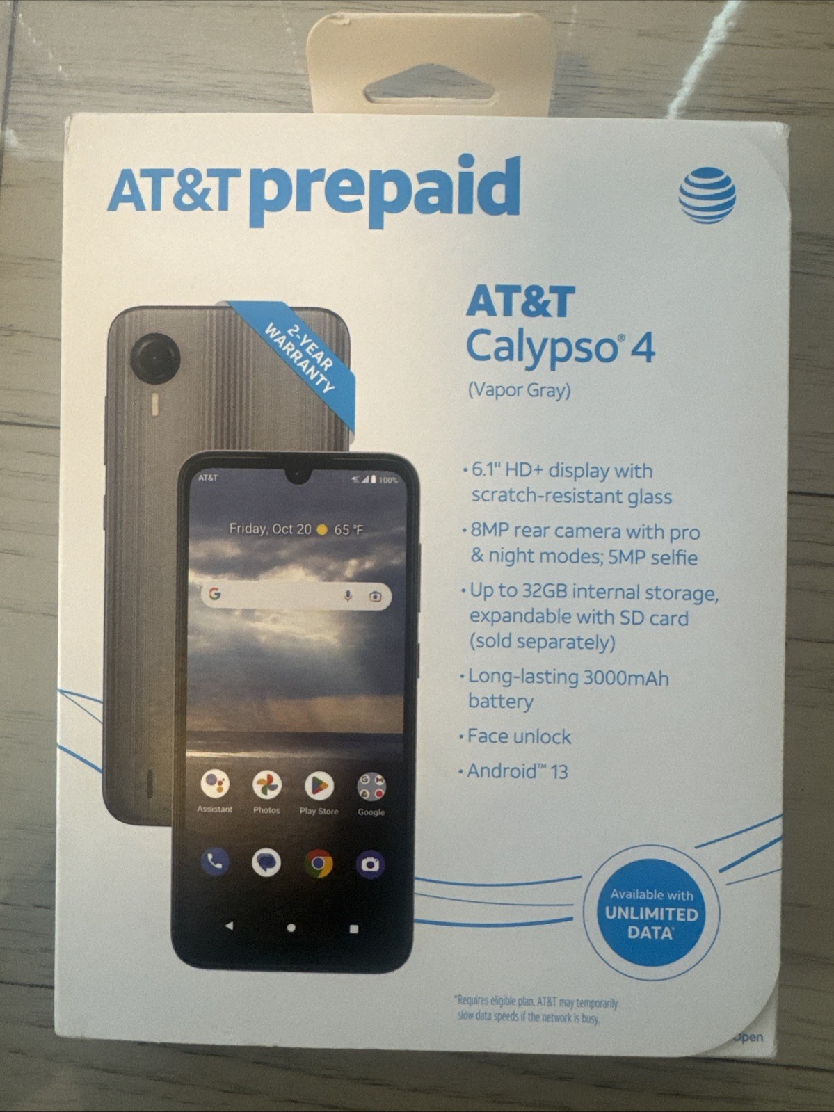 AT&T Calypso 4, 32 GB, Vapor Gray | HD+, Android 13, 4G LTE Prepaid Smartphone