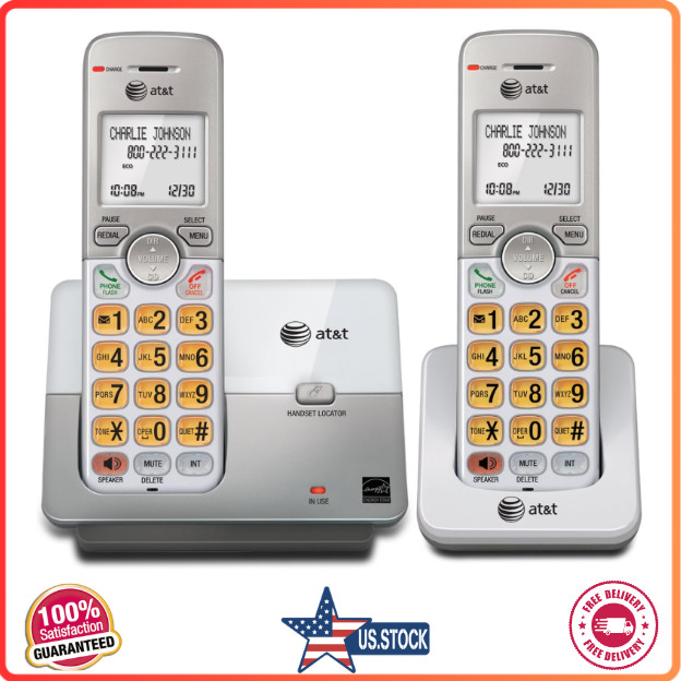 AT&T 2 Handset Cordless Home Phone System Caller ID Call Waiting Speakerphone