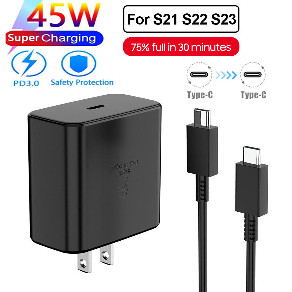 45W Type USB C Super Fast Wall Charger+6ft Cable For Samsung Galaxy S22 S23 S21