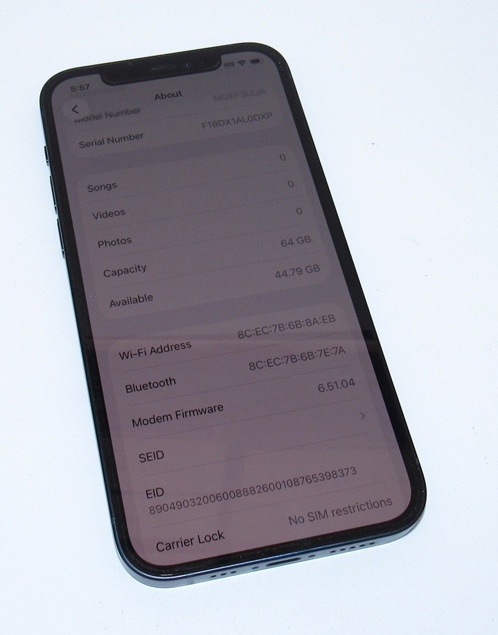 Apple iPhone 12 – 64GB – Black – A2172- UNLOCKED – Battery Health 91%