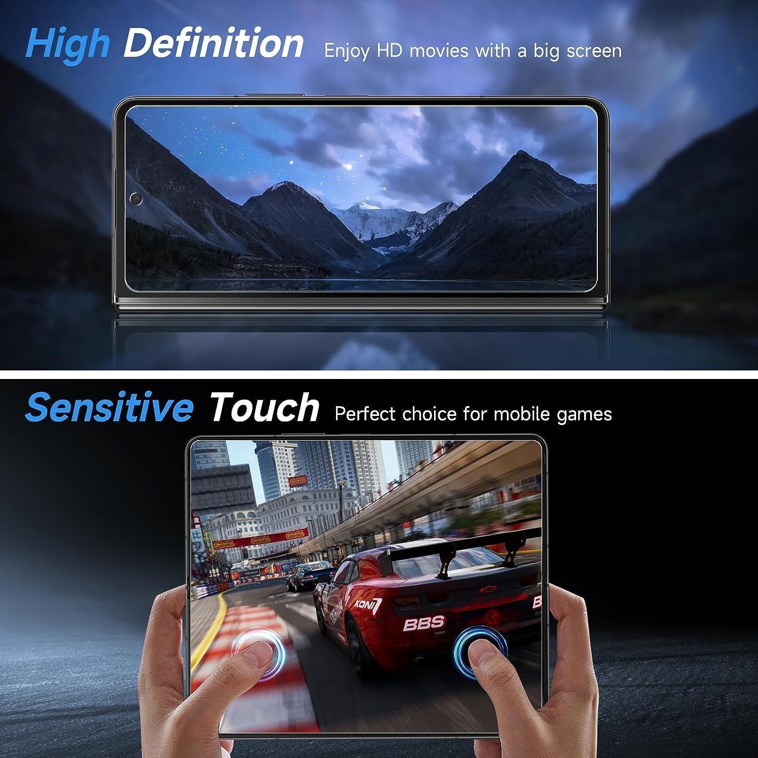 2PCS Tempered Glass Front Screen Protector & Camera Lens Protector for Samsung G