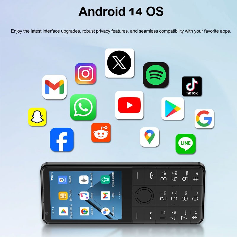 Unlocked DOOV R77 PRO Thin Android 14 Smartphone Dual SIM Phone Keyboard Mobile