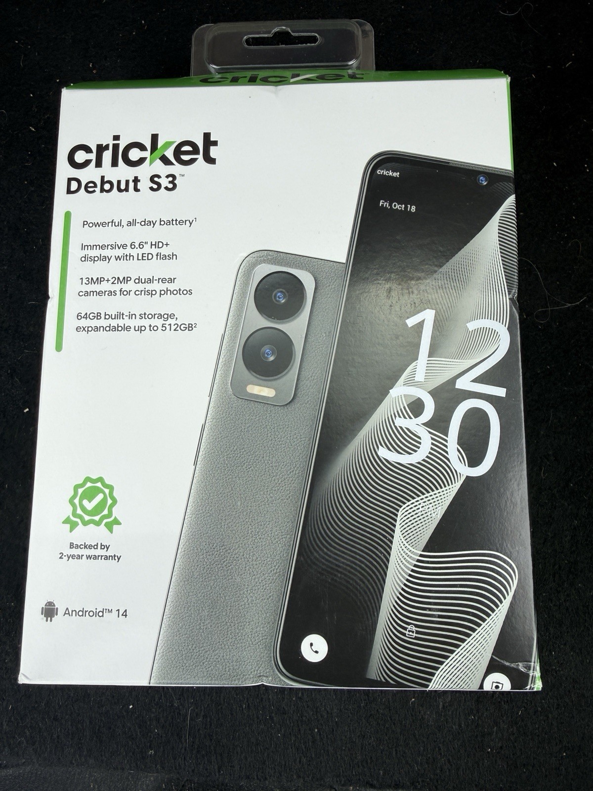 CRICKET WIRELESS DEBUT S3 64GB 4GB RAM ANCHOR GRAY PREPAID NETWORK LOCKED Sealed