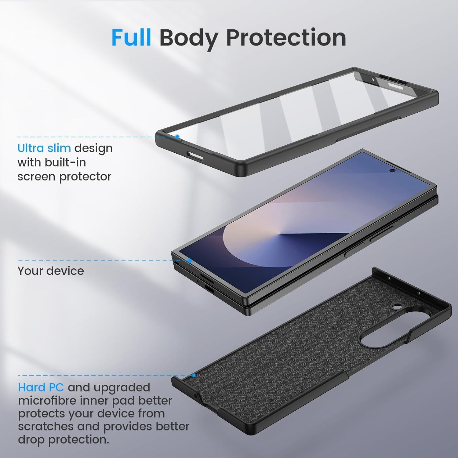 Case & Built-in Screen Protector for Samsung Galaxy Z Fold 6 Ultra-Thin Green