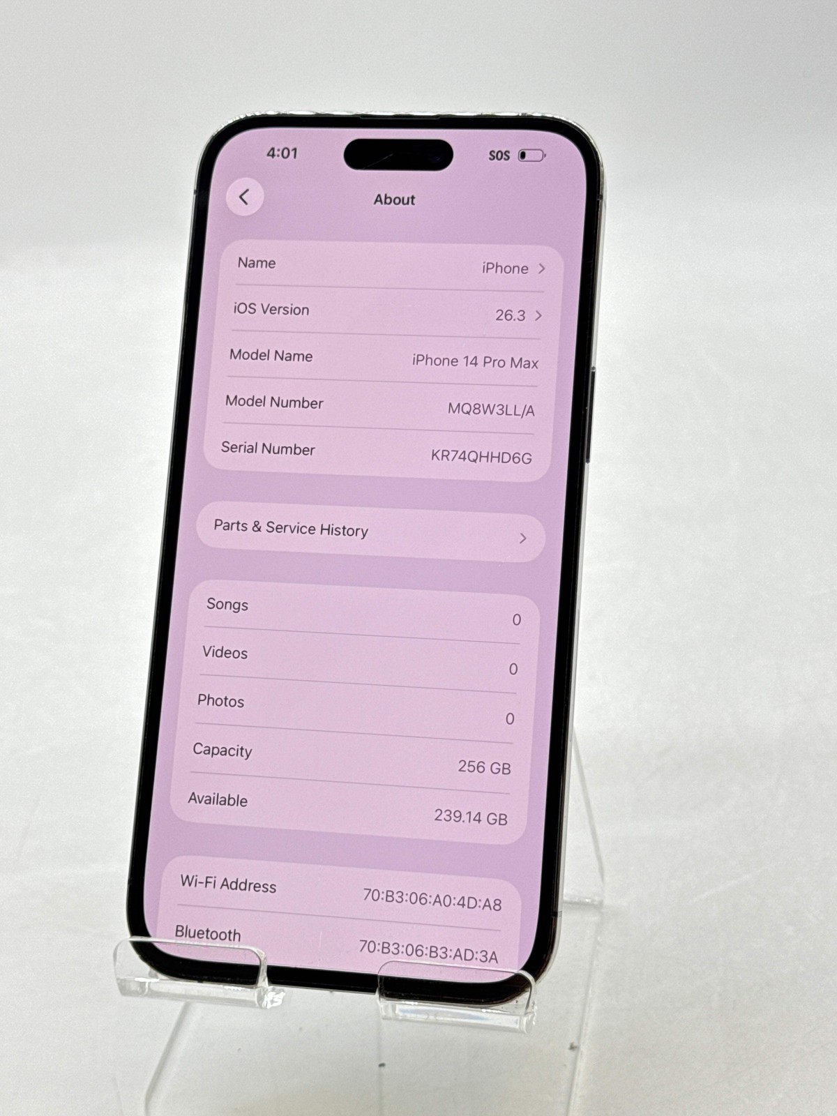 Unlocked Apple iPhone 14 Pro Max A2651 256GB 80% BH – Aftermarket Display