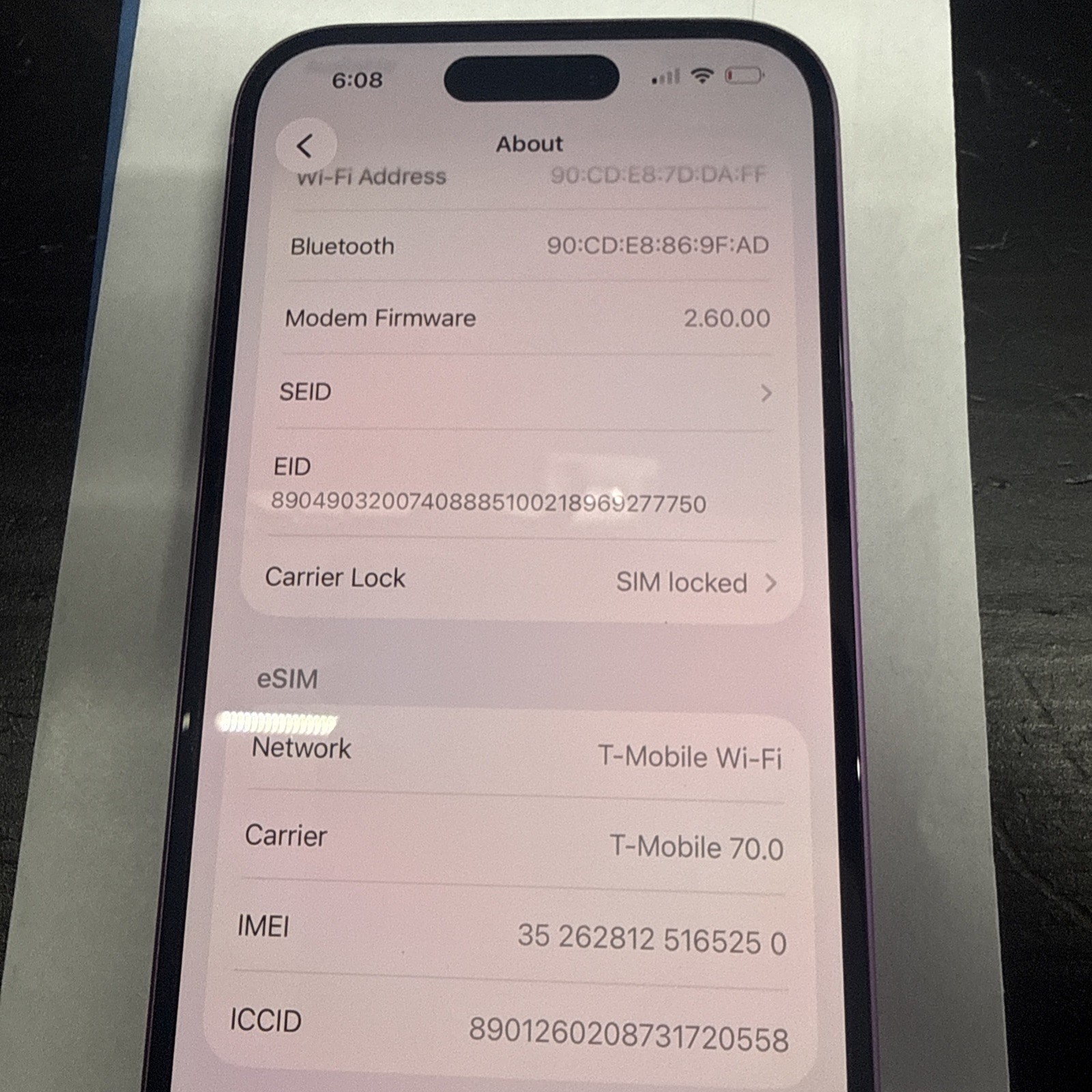 Apple iPhone 16 128GB Pink MYAP3LL/A TMOBILE LOCKED