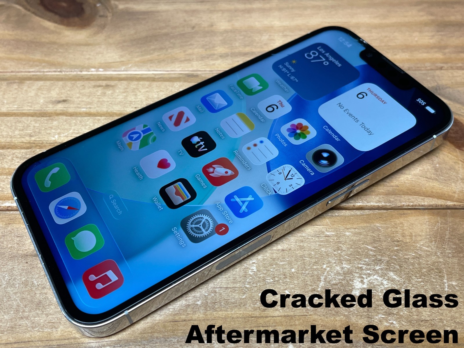 Apple iPhone 13 Pro – 256 GB – Silver (Unlocked) A2483 – Works – Bad Screen