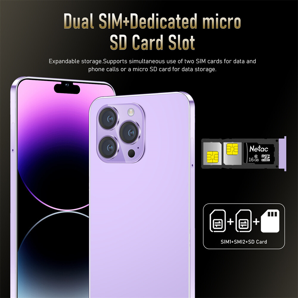 i15 Pro Max Smartphone Android 6.2” Unlocked 4+64GB 5000mAh 12+24MP Dual SIM