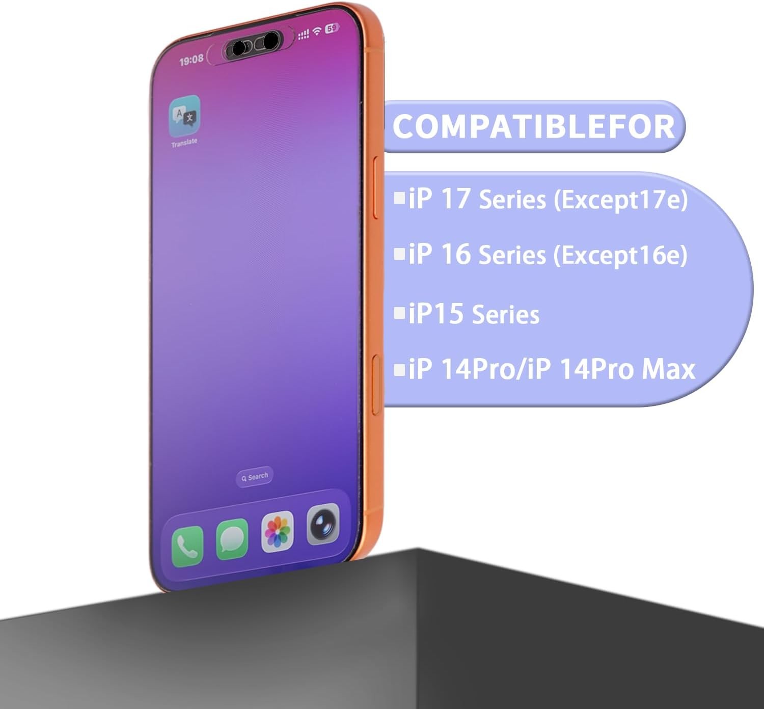 2 Pack Front Camera Privacy Cover, Transparent, Compatible with iPhone 17/16/15/