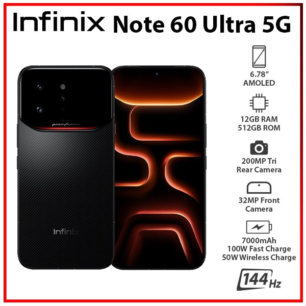 Infinix Note 60 Ultra BLACK 12GB+512GB Dual SIM Unlocked Android Cell Phone