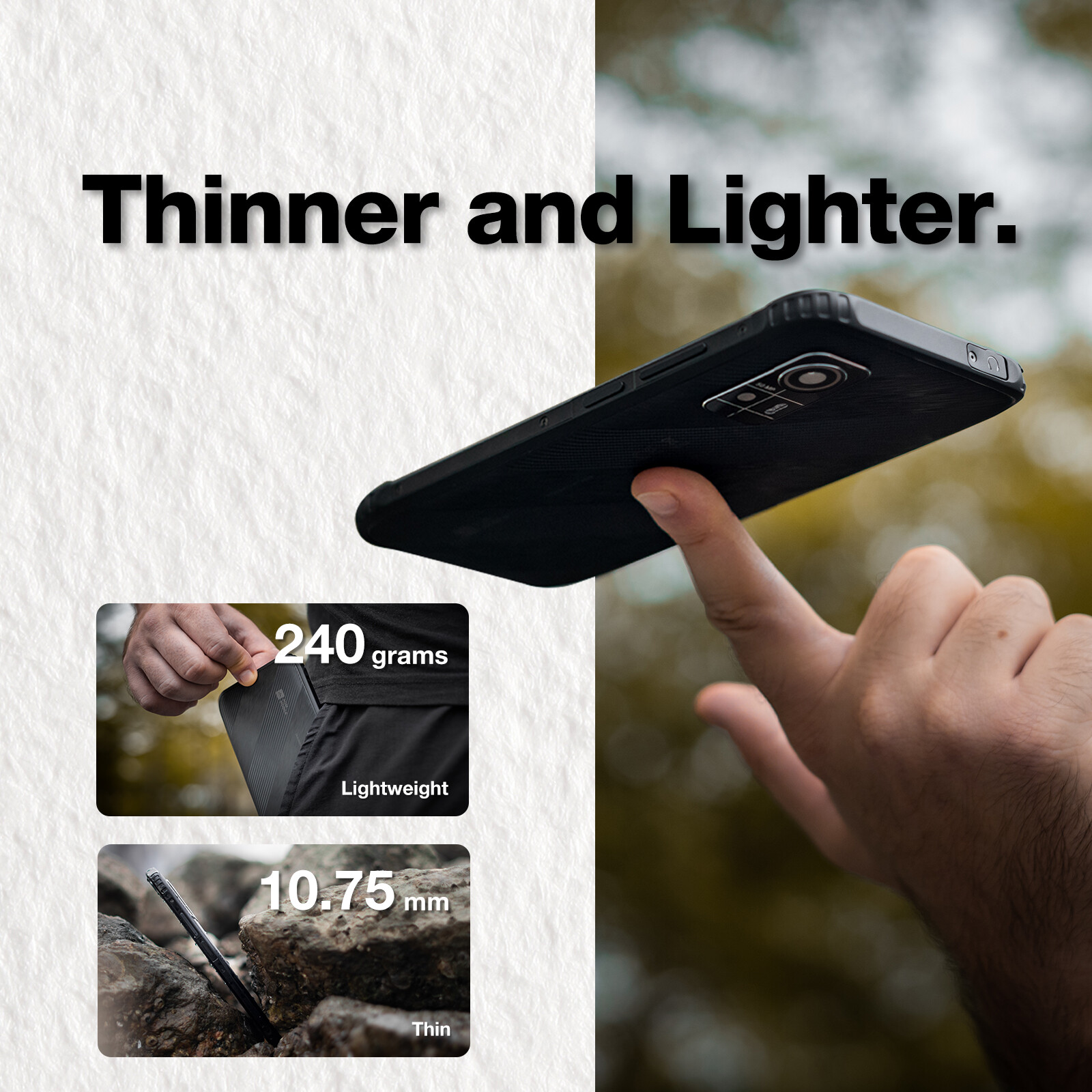 AGM H6 10.75mm Ultra-Thin Rugged Smartphone Unlocked 6.56” 16GB+256GB Phones