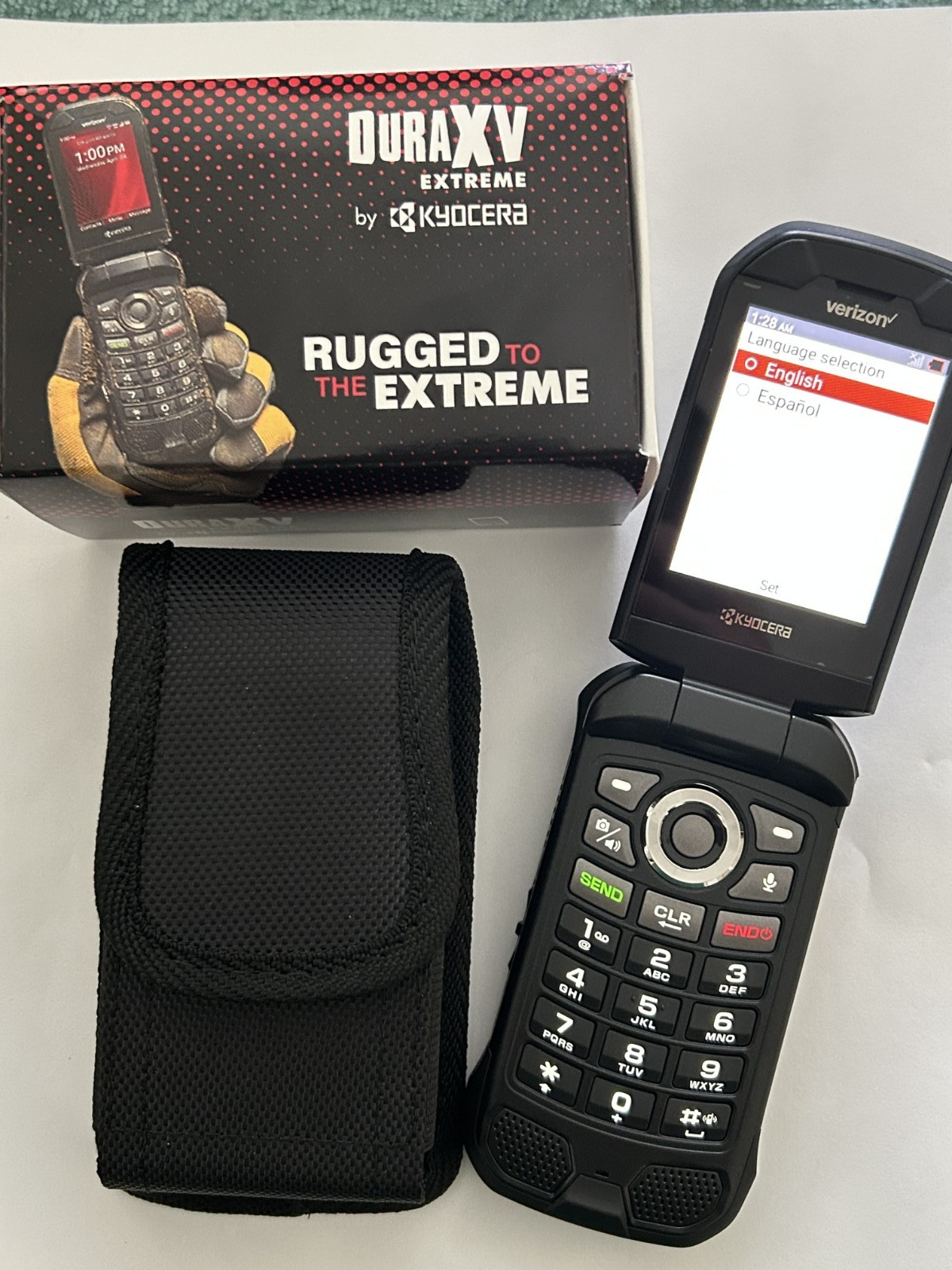 Kyocera E4810 DURAXE Verizon Unlocked 4G Camera Rugged Flip Phone + Belt Clip